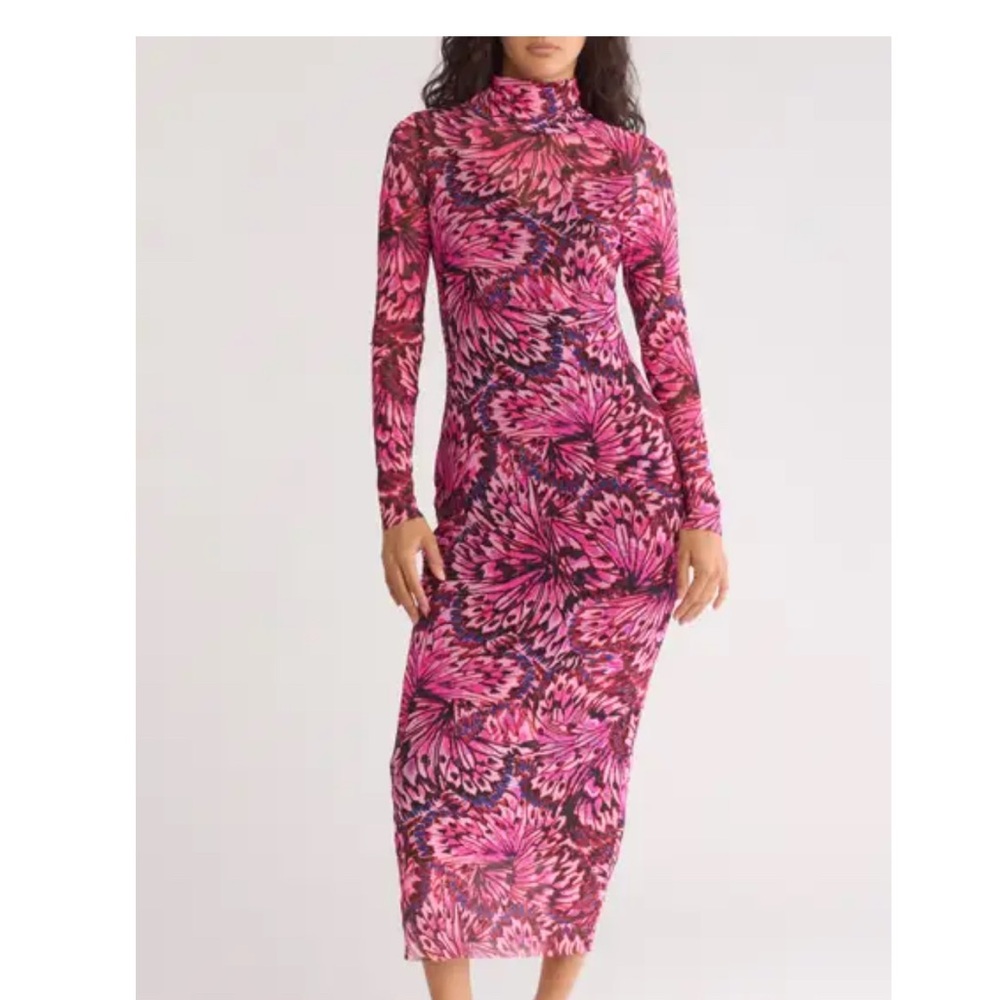 AFRM Vibrant Pink and Purple Long Sleeve Dress
